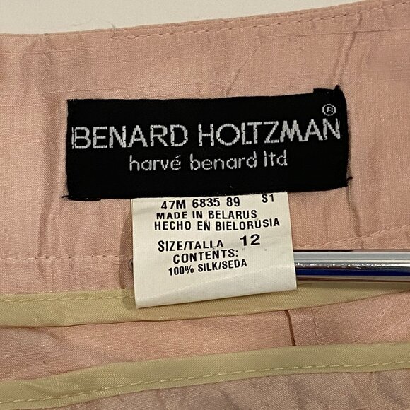 Vintage Bernard Holtzman Harve Benard 100% Silk Pants Womens 12 Pink Cropped - Picture 4 of 4